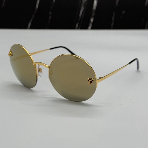 NEW CARTIER SUNGLASSES, ROUND GOLD WOMEN SUNGLASSES CARTIER CT0022S 002 - Picture 4 of 14
